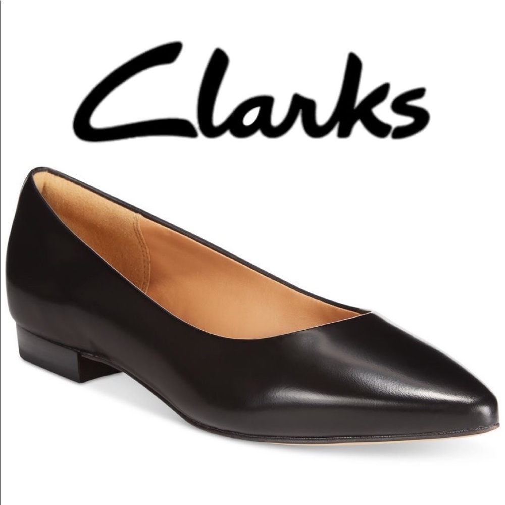 Clarks Abby pointed leather flats Sz 9.5